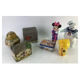 Decorative Tins, Character Figures, and Themed Con