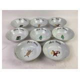 Christmas-Themed Ceramic Bowls with Holiday Graphi