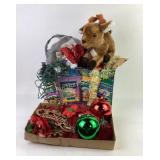 Christmas Decorations With Plush Reindeer and Hawa