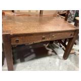 Wood Desk With Two Drawers and Ring Pull Hardware