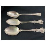 (3) sterling teaspoons, one monogrammed, 65.1