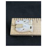 MOP & 14k gold elephant pendant