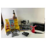 Canon 35mm camera, Karaoke, PS2 controllers