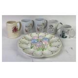 Decorative Ceramic Egg Platter and Assorted Coffee