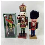 Wooden Nutcracker Figures with King, Soldier, and