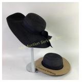 Wide Brim Black Hat With Bow and Black Short Brim