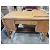 Oak Writing Desk With Drawer And Side Storage, 42w