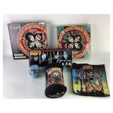 KISS Memorabilia Including Clock, Puzzle, Pint Gla