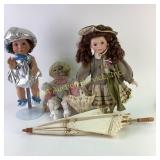 Porcelain Dolls and Lace Parasol