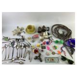 Cobalt Blue Ashtray, Silverplated Flatware