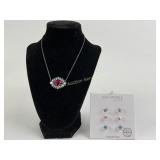 Lesa Michele Swarovski Earrings and Necklace with
