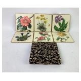 Win El Ware Floral Coasters With Decorative Case