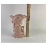 McCoy Pink Ceramic Vase with Swan Design