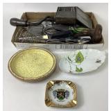 MJ Lloyd dish, Godinger Tray,ï¿½Hummendorf Ashtray