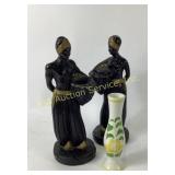 Chalkware Figurines and Portugal Ceramic Bud Vase