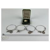 Sterling Silver Necklace, Bangle Bracelets, and Ka