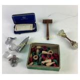 Household Items Including Rolls Razor, Wooden Mall