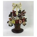 Cast Iron Doorstop with Floral Basket Design