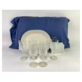 Crystal Stemware, Corelle Platters, and Porcelain