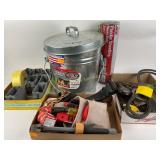 Yardwork essentials: toolbelt with hammer, tape