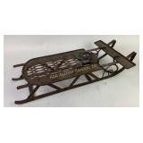 Rustic Metal Decorative Sled With Holly Accent