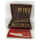 Gold-Plated Flatware Set and Burnco Knife Set with
