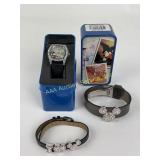 Disney Swarovski Bracelet, Leather-Band Quartz Wat