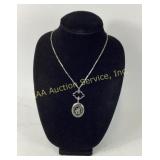 Vintage reverse glass Necklace with Cameo Pendant