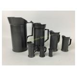 Graduated Pewter Measuring Jugs with Stamped Marki