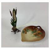 Metal Cattail Thermometer and Porcelain Pinecone D