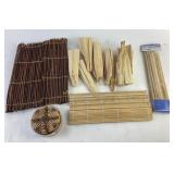 Bamboo Mats, Corn Husks, Skewers, and Woven Coaste