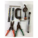 Hand Tools Including C-Clamp, Ratchet, Aviation Sn