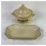 Pfaltzgraff Covered Dish and Embossed Serving Tray