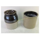 Stoneware Crocks with Glazed Interiors and Lid