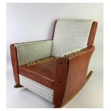 Mid-Century Upholstered Wooden Childï¿½s Rocking Cha
