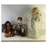 Dolls Including Bride, Native American, And Boy Wi