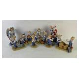 Porcelain Denim Days Figurines. Angel, Santa.