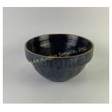 Dark Glazed Stoneware Bowl with Geometric Pattern