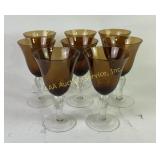 Amber Water Wine Goblets With Clear Stems