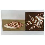 (2) MCM Mid Century Marushka screen printed