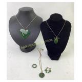 Jade Jewelry Including Necklaces, Ring, Earrings,