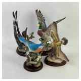 Masterpiece Porcelain Bird Figurines with Wooden B