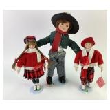Porcelain Dolls in Plaid Holiday Attire by Show-St