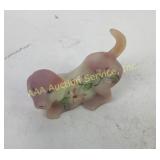 Fenton Hand-Painted Glass Dog Figurine With Floral