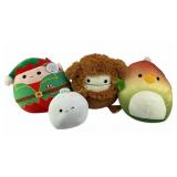 Lot of 4 Squishmallows and travel bag