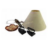 Art Glass Bowl, Cast Iron Sad Irons, ï¿½Light Fixtur