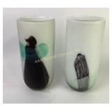 Frosted Glass Vases with Abstract Designs