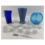 Salt dip set, Cobalt Blue Vase, orb