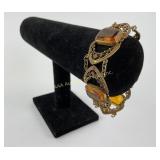 Art Deco Czech filigree & amber glass bracelet -