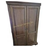 Wood Media Cabinet with Two Doors, Pull Out